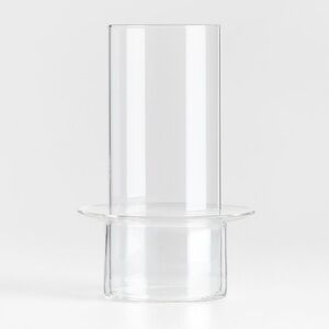 New! 🕯️Crate&Barrel Minimalist Design Clear Glass Hurricane Candle Holder 9"